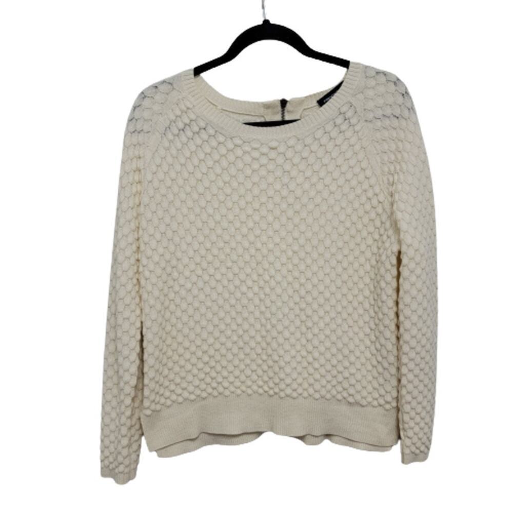 French Connection Ivory Bubble Knit Crew Neck Sweater Size S Coastal